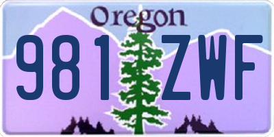 OR license plate 981ZWF