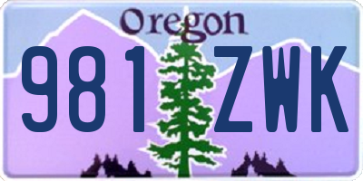 OR license plate 981ZWK