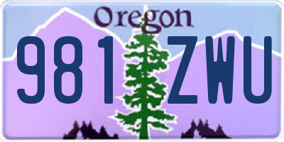 OR license plate 981ZWU