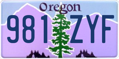 OR license plate 981ZYF