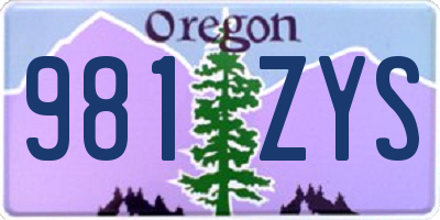 OR license plate 981ZYS