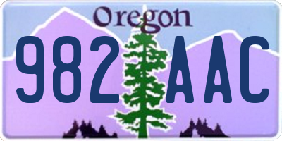 OR license plate 982AAC