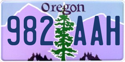 OR license plate 982AAH