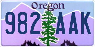OR license plate 982AAK
