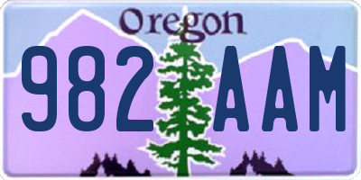 OR license plate 982AAM