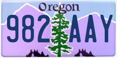OR license plate 982AAY