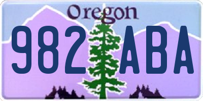 OR license plate 982ABA