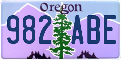 OR license plate 982ABE