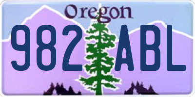OR license plate 982ABL