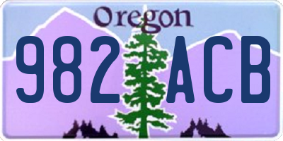 OR license plate 982ACB