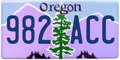 OR license plate 982ACC