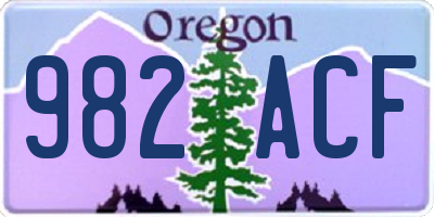 OR license plate 982ACF