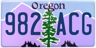 OR license plate 982ACG
