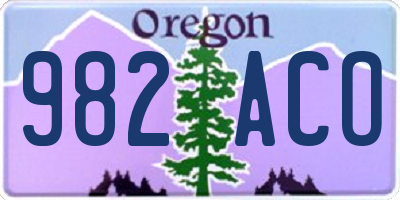 OR license plate 982ACO