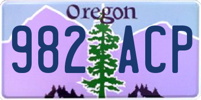 OR license plate 982ACP