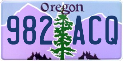 OR license plate 982ACQ