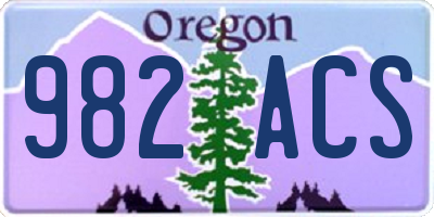 OR license plate 982ACS