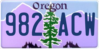 OR license plate 982ACW