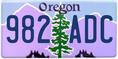 OR license plate 982ADC