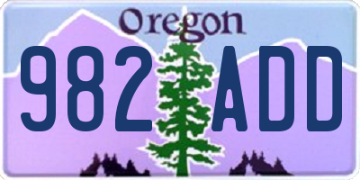 OR license plate 982ADD