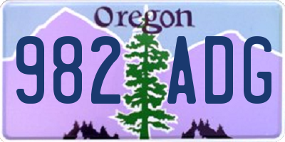 OR license plate 982ADG