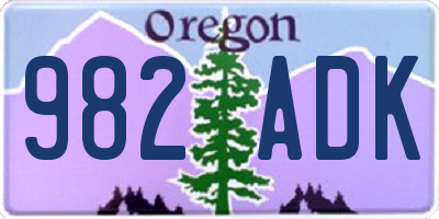 OR license plate 982ADK