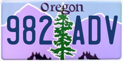 OR license plate 982ADV