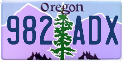 OR license plate 982ADX