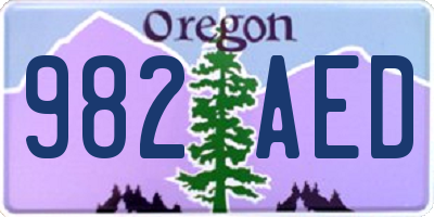 OR license plate 982AED