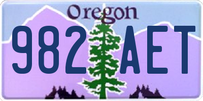 OR license plate 982AET