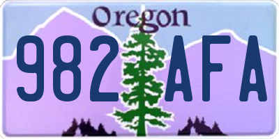 OR license plate 982AFA