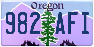 OR license plate 982AFI