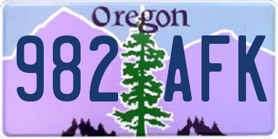 OR license plate 982AFK