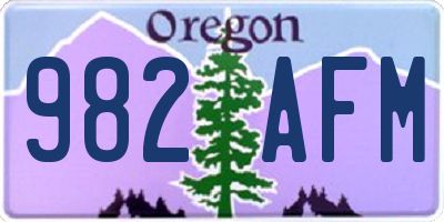 OR license plate 982AFM