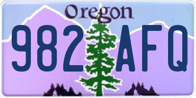 OR license plate 982AFQ