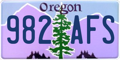 OR license plate 982AFS