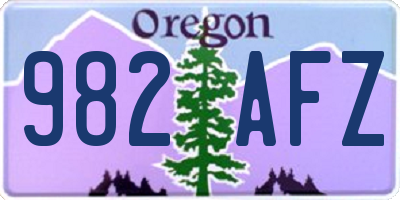 OR license plate 982AFZ