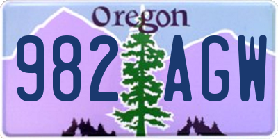 OR license plate 982AGW