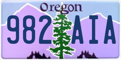 OR license plate 982AIA