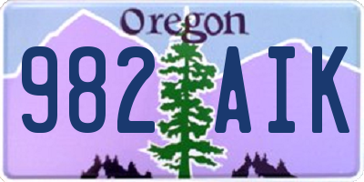 OR license plate 982AIK