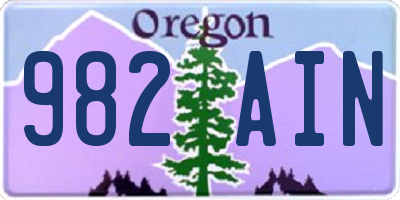 OR license plate 982AIN