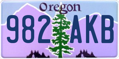 OR license plate 982AKB