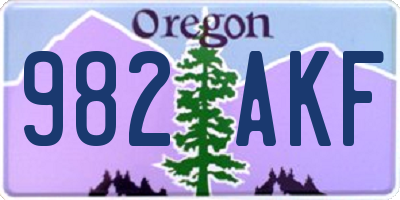 OR license plate 982AKF