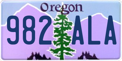 OR license plate 982ALA