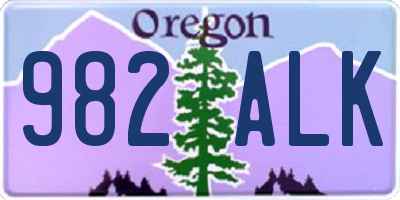 OR license plate 982ALK