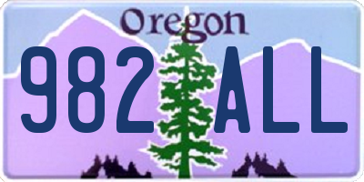 OR license plate 982ALL