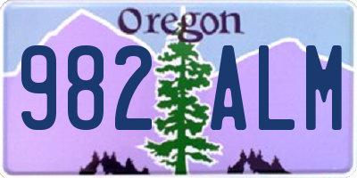 OR license plate 982ALM