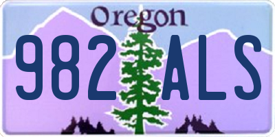 OR license plate 982ALS