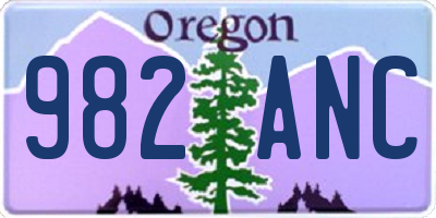 OR license plate 982ANC