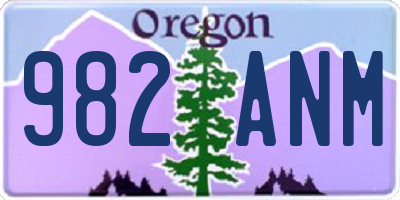 OR license plate 982ANM